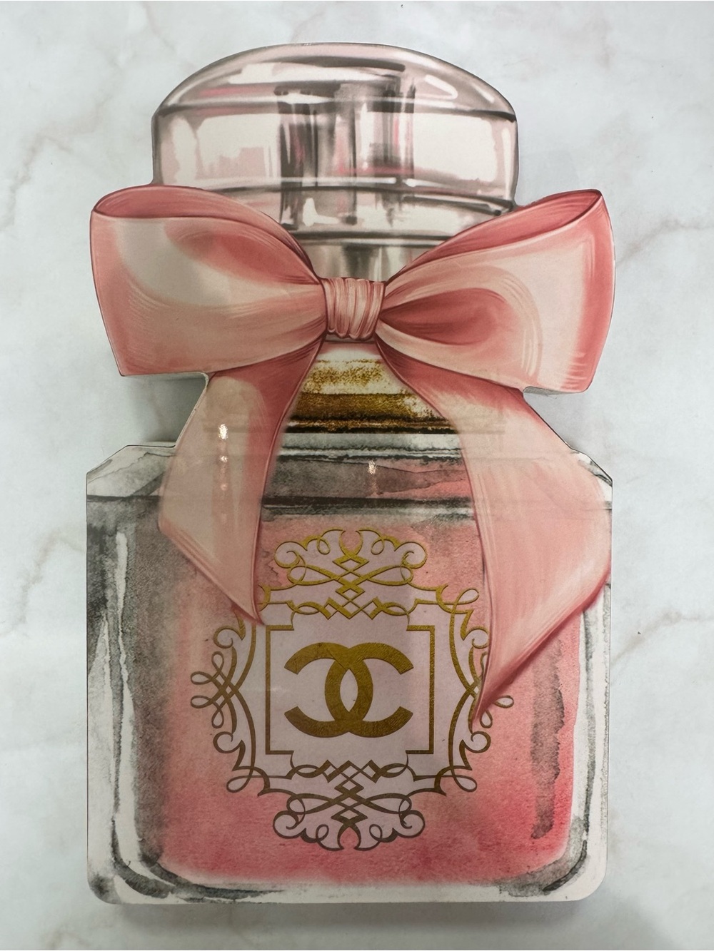 Chanel-Inspired Pink Perfume Wood Decor